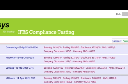 IFRS 16 compliance testing screen