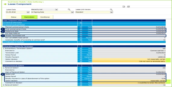 L.easy lease component data entry screen
